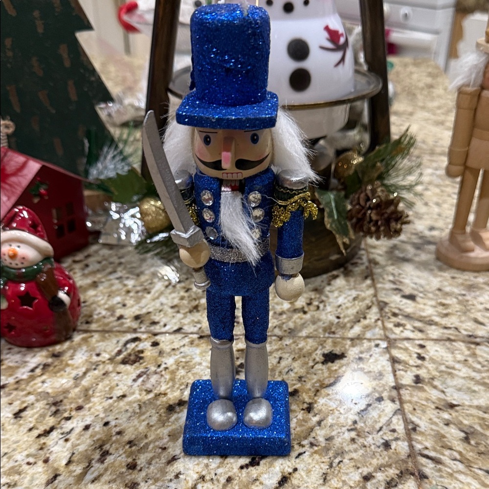 Blue Glitter Nutcracker Soldier